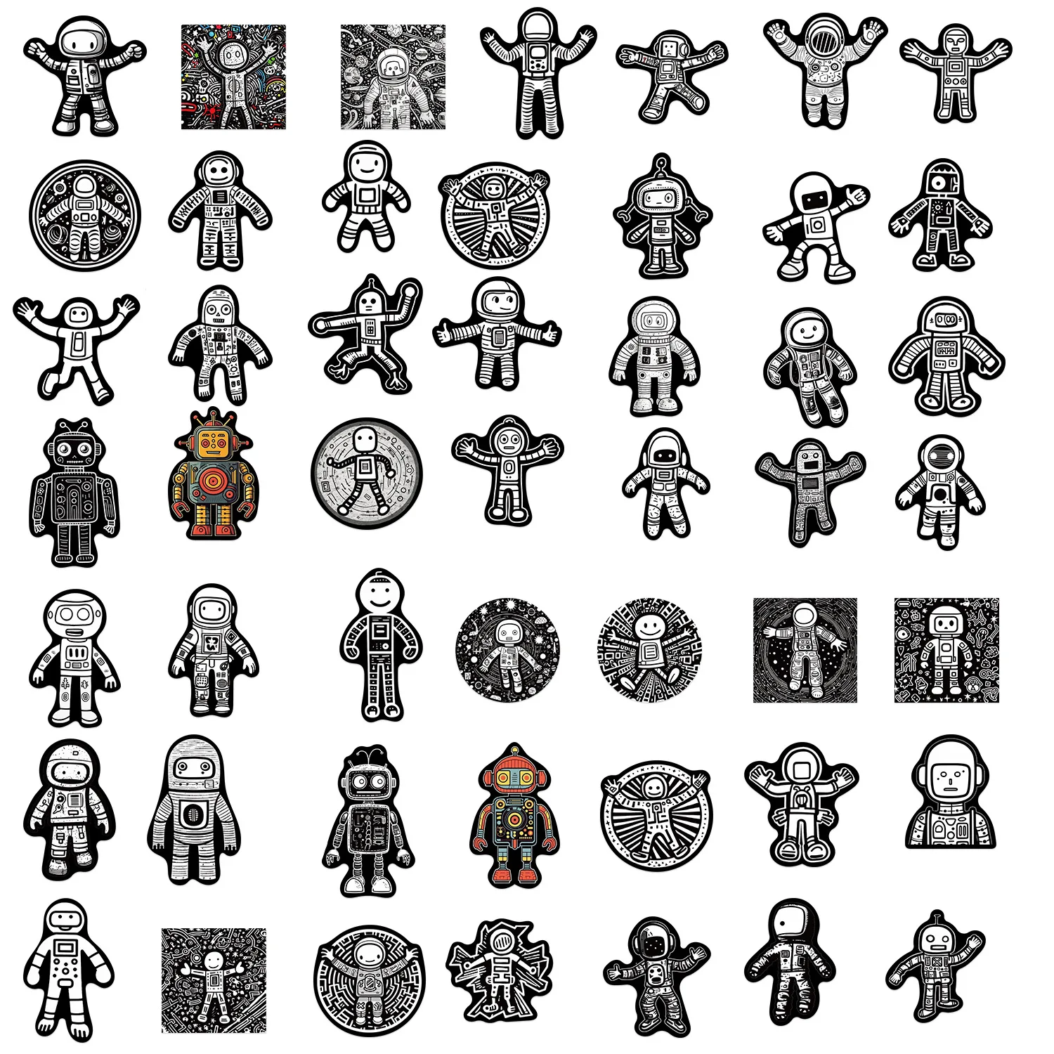 Space Astronaut Robot Stickers