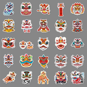 Chinese Style Cute Lion Dance Stickers