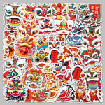 Chinese Style Cute Lion Dance Stickers