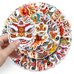 Chinese Style Cute Lion Dance Stickers