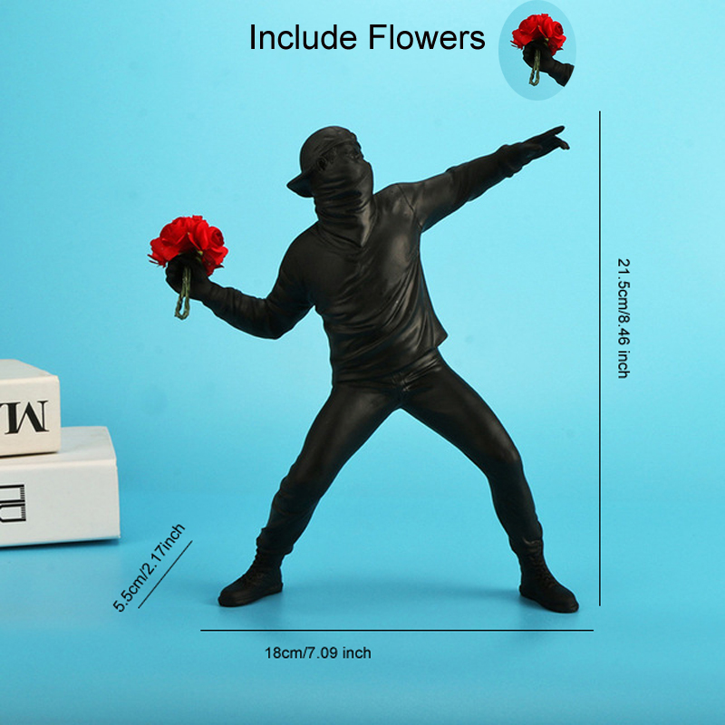 Banksy Sculptures Flower Thrower Resin Figurine