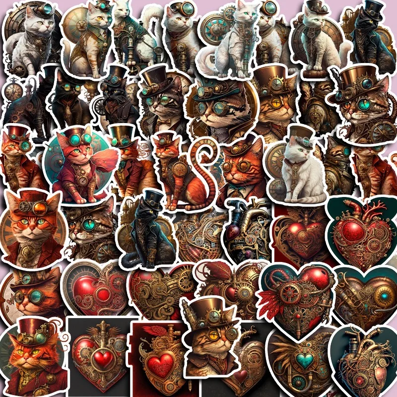 Steampunk Metal Cat Stickers