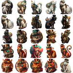 Steampunk Metal Cat Stickers