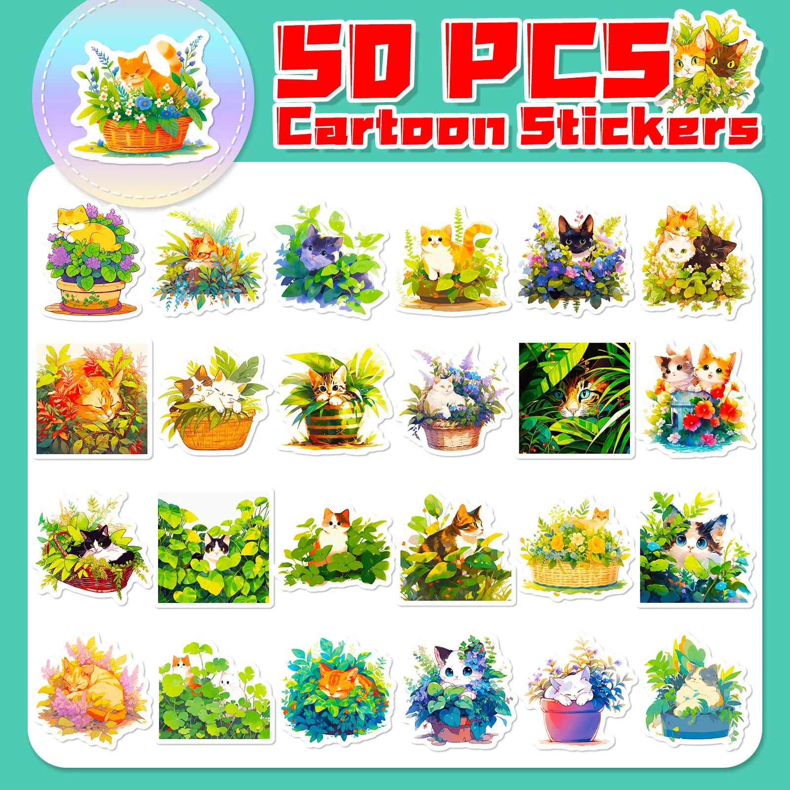 Cat Plant Stickers