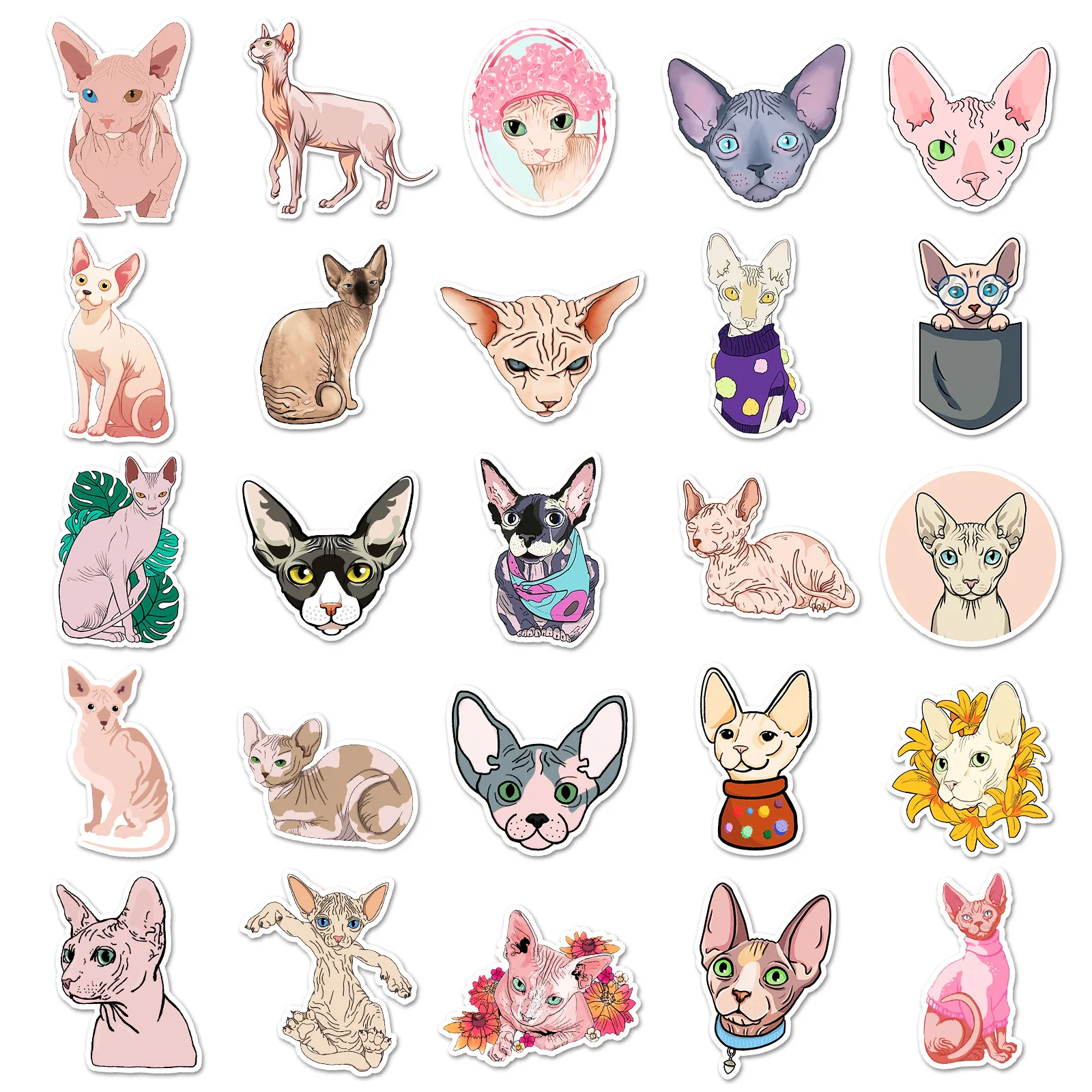 Sphynx Hairless Cat Stickers