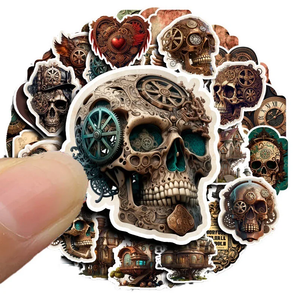 Steampunk Metal Skull Stickers