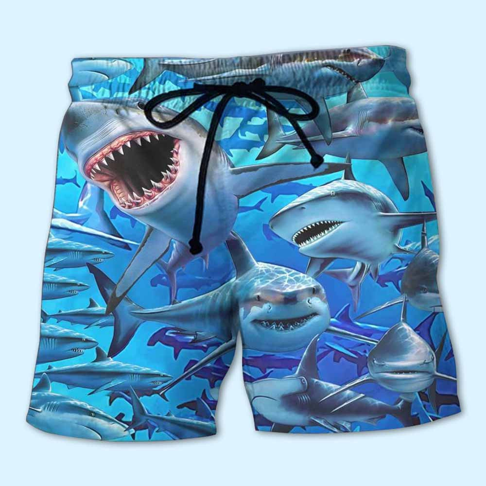 Beach Short / Adults / S Sharks Awesome Love It Limited Edition - Hawaiian Shirt - HAWS03FNN040621 - Owls Matrix LTD