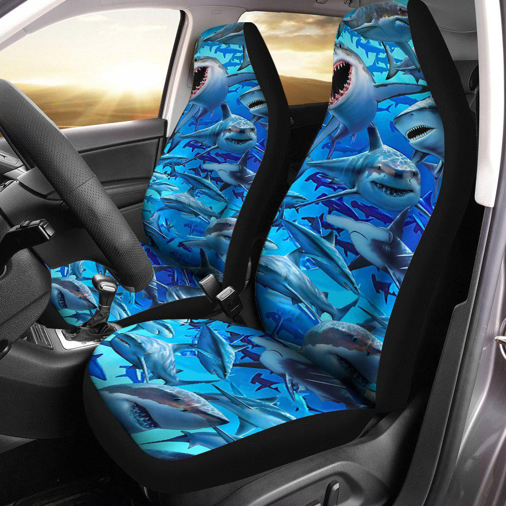 Car Seat Cover / Universal Fit / 50x20 inch Sharks Awesome Love It Limited Edition - Hawaiian Shirt - HAWS03FNN040621 - Owls Matrix LTD