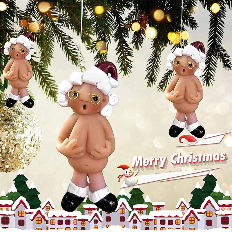 Funny Naked Santa Claus Resin Doll Ornament