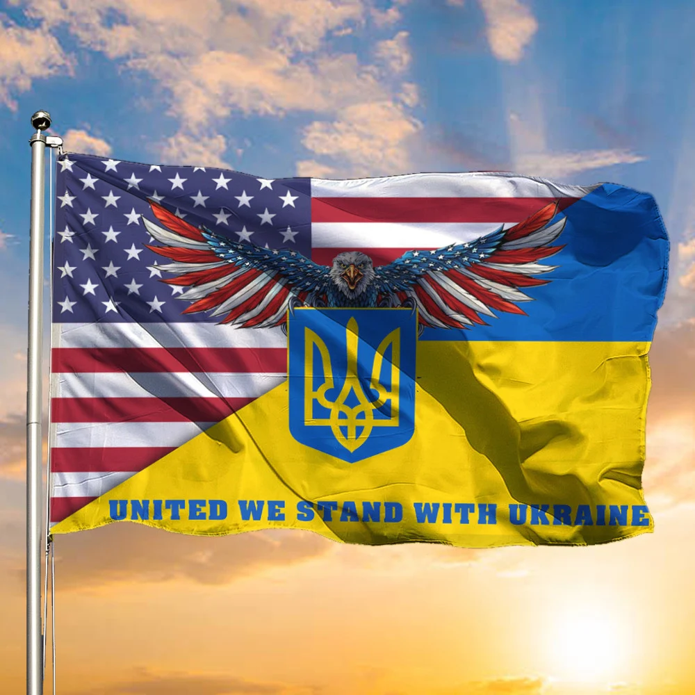 United We Stand With Ukraine Flag America And Ukraine Flag Support Ukraine