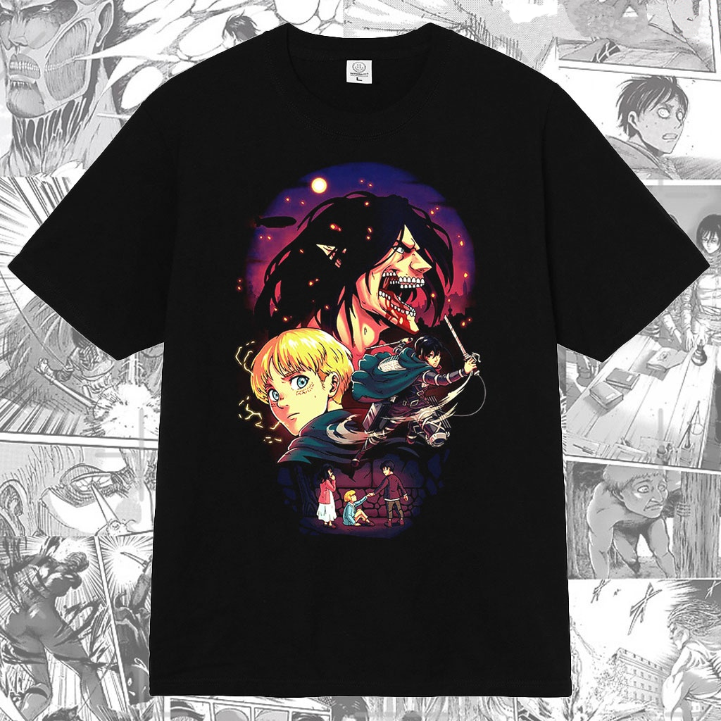 Eren Mikasa Armin Attack on Titan Anime Manga T-shirt