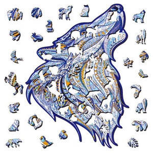 Blue Wolf Wooden Jigsaw Puzzle