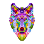 Colorful Wolf Wooden Jigsaw Puzzle