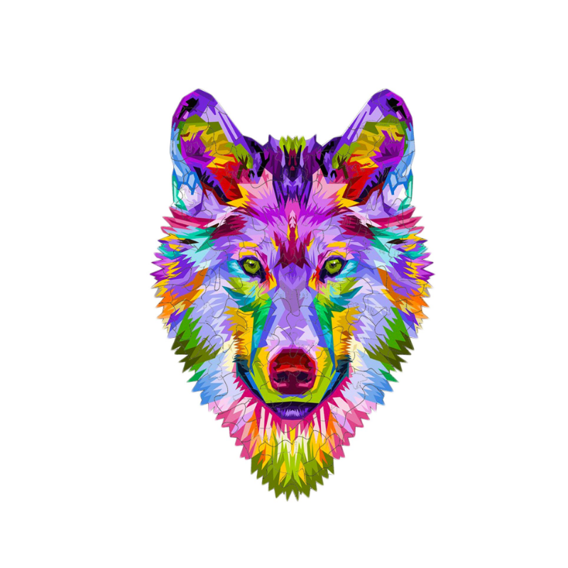 Colorful Wolf Wooden Jigsaw Puzzle