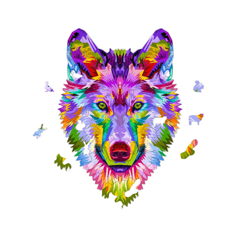 Colorful Wolf Wooden Jigsaw Puzzle