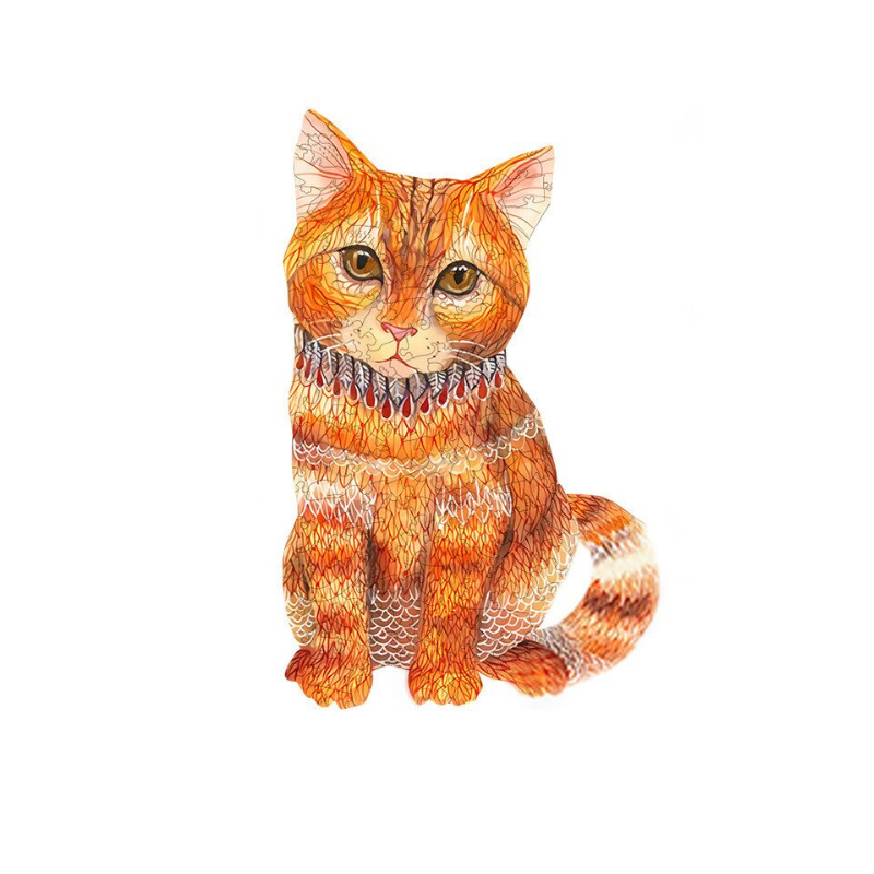 Orange Cat Wooden Jigsaw Puzzle