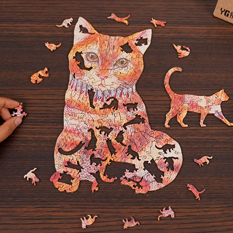 Orange Cat Wooden Jigsaw Puzzle