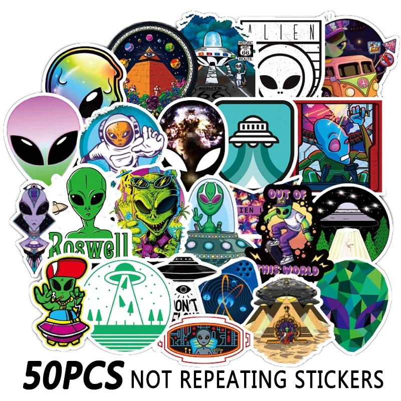 UFO Alien Rocket Stickers