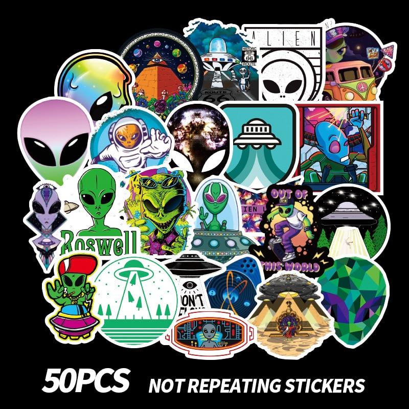 UFO Alien Rocket Stickers