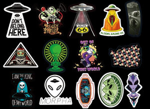 UFO Alien Rocket Stickers