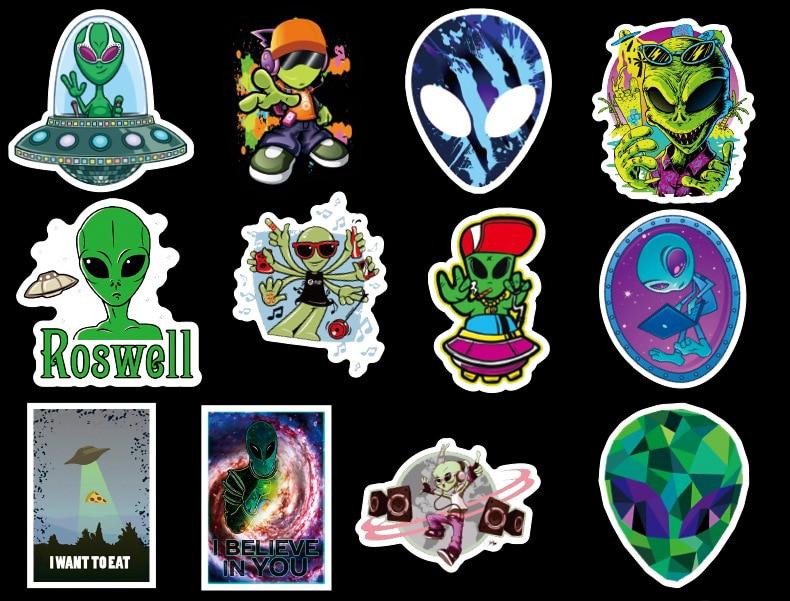 UFO Alien Rocket Stickers