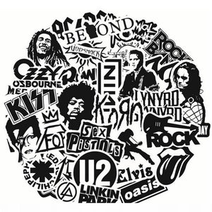 Black and White Rock Band Stickers