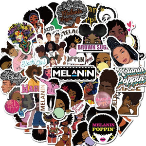 Melanin Poppin Black Girl Stickers