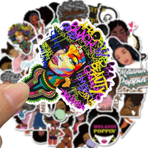 Melanin Poppin Black Girl Stickers