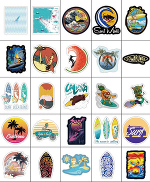 Summer Surf Beach Stickers