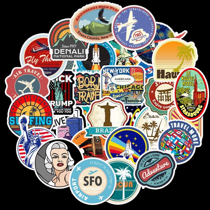 Retro Travel Signs Stickers