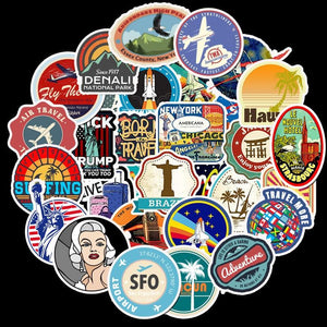 Retro Travel Signs Stickers