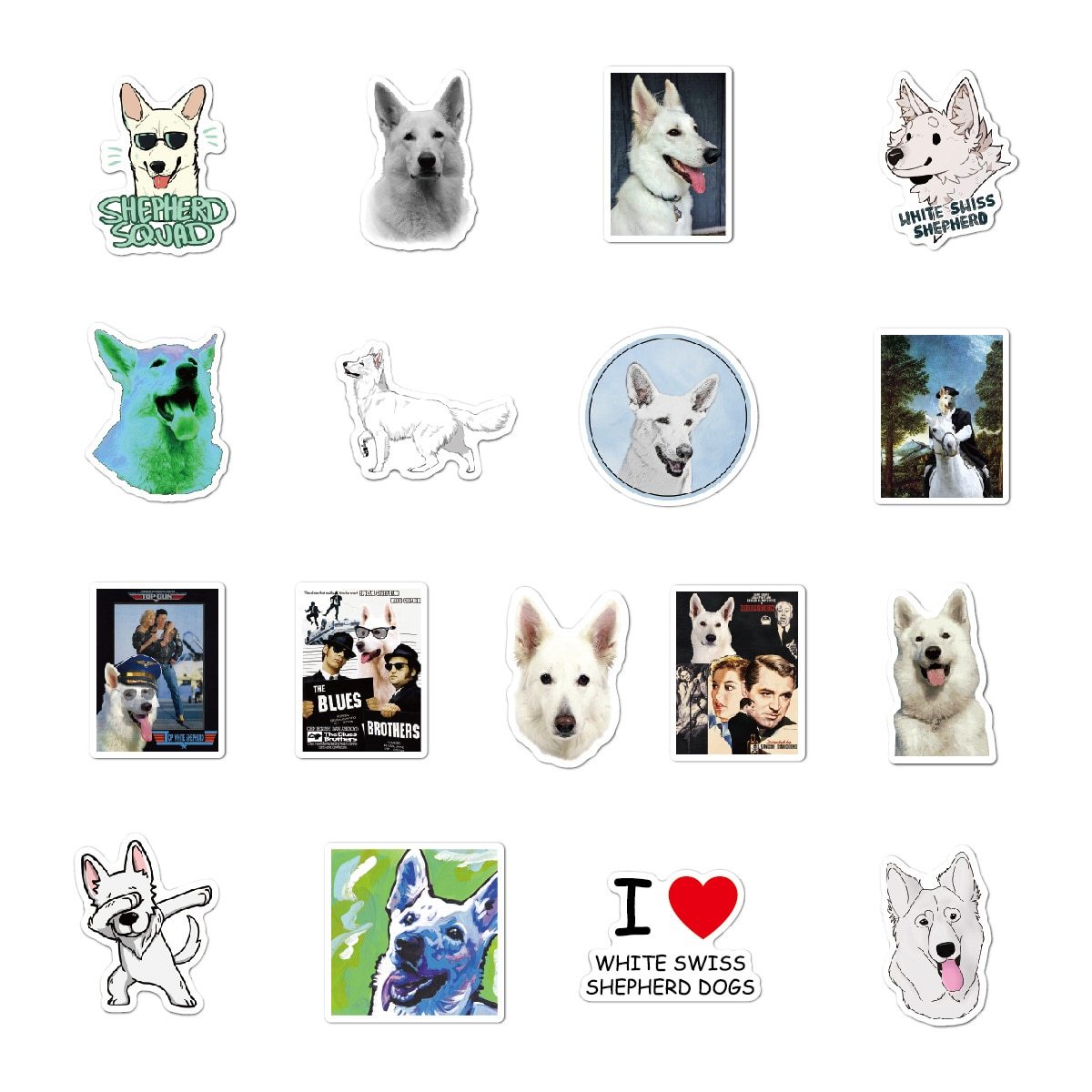 White Swiss Shepherd Stickers