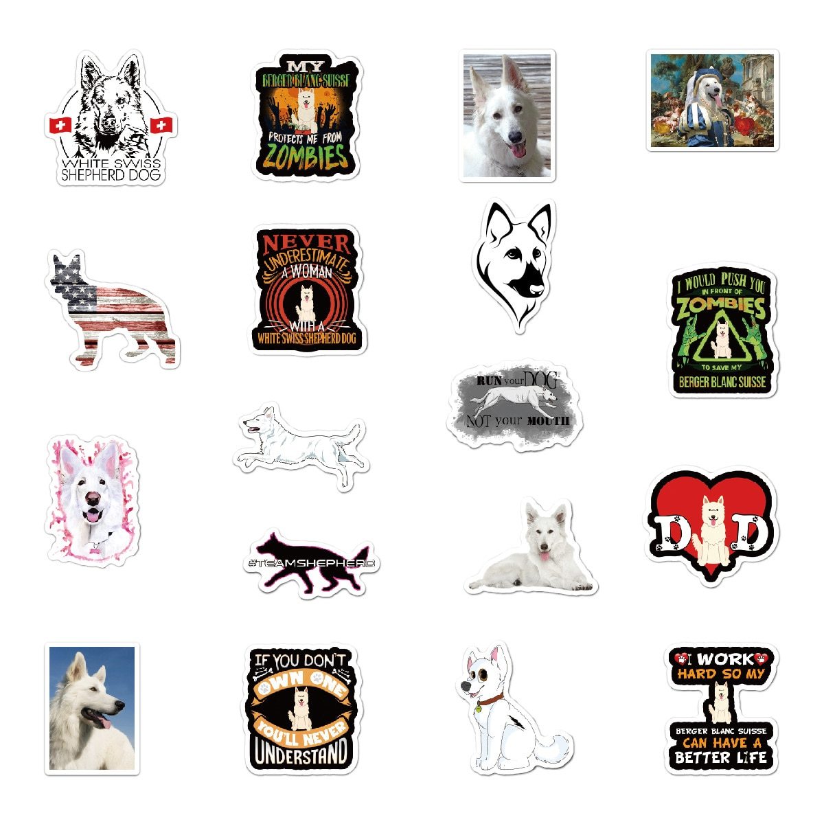 White Swiss Shepherd Stickers