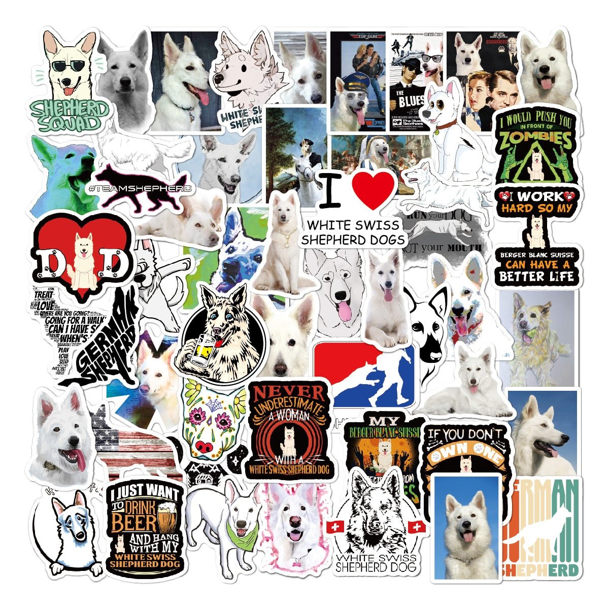 White Swiss Shepherd Stickers