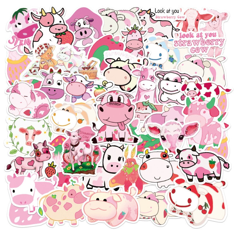 Strawberry Cow Kawaii VSCO Stickers