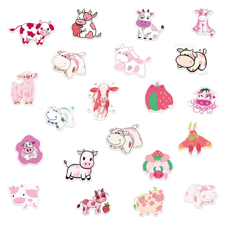 Strawberry Cow Kawaii VSCO Stickers