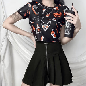 Halloween Women's Raglan Cropped T-shirt