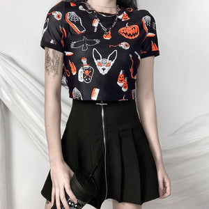 Halloween Women's Raglan Cropped T-shirt