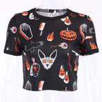 Halloween Women's Raglan Cropped T-shirt