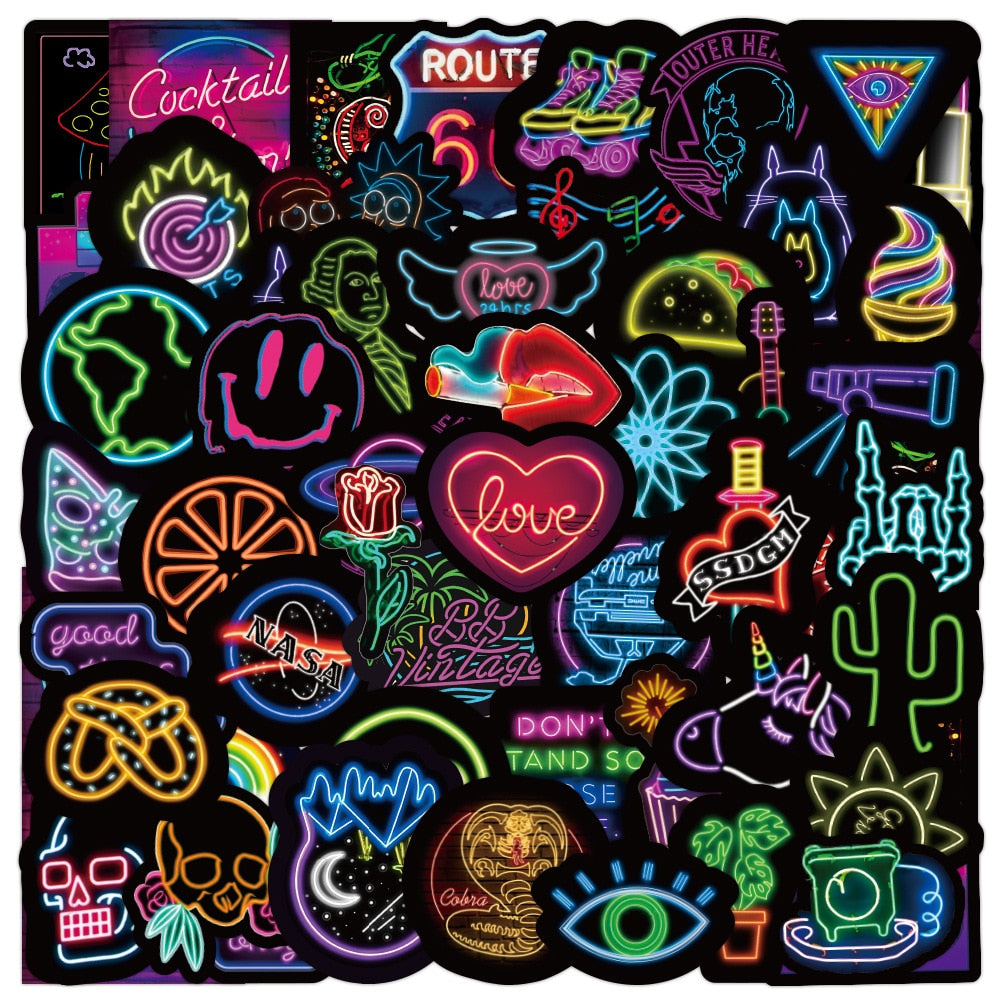 Cartoon Mix Neon Lights Stickers