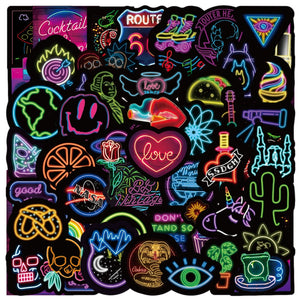 Cartoon Mix Neon Lights Stickers