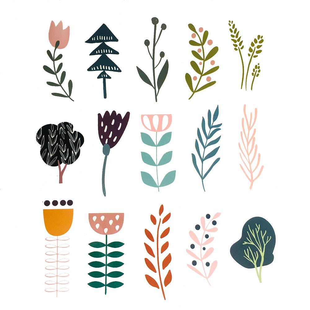 Nordic Style Natural Plants Stickers