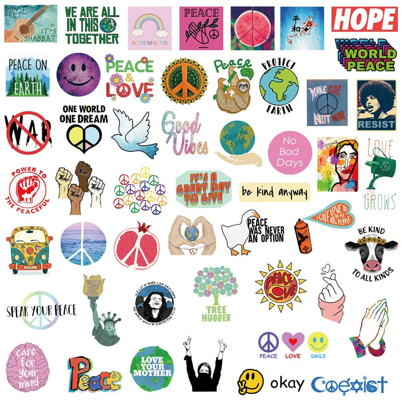 Love And Peace Retro Stickers