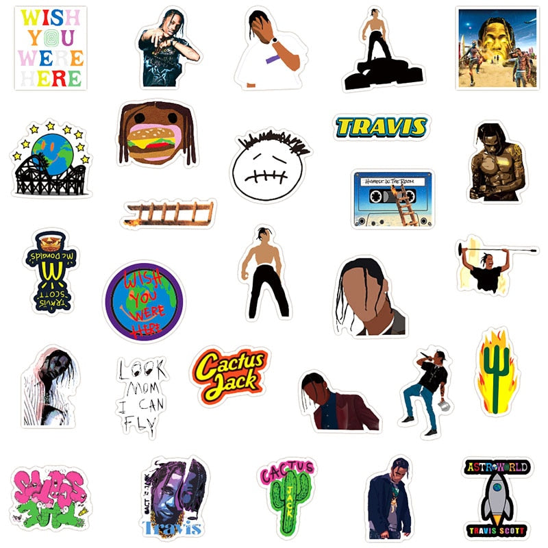 America Hip hop Pop Travis Scott Lable Stickers