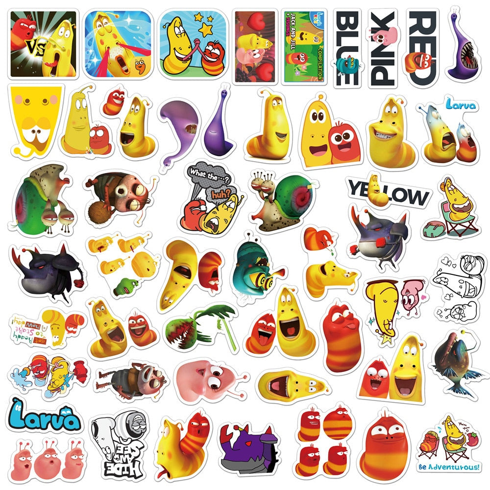 Larvae Playful Funny Bugs Stickers