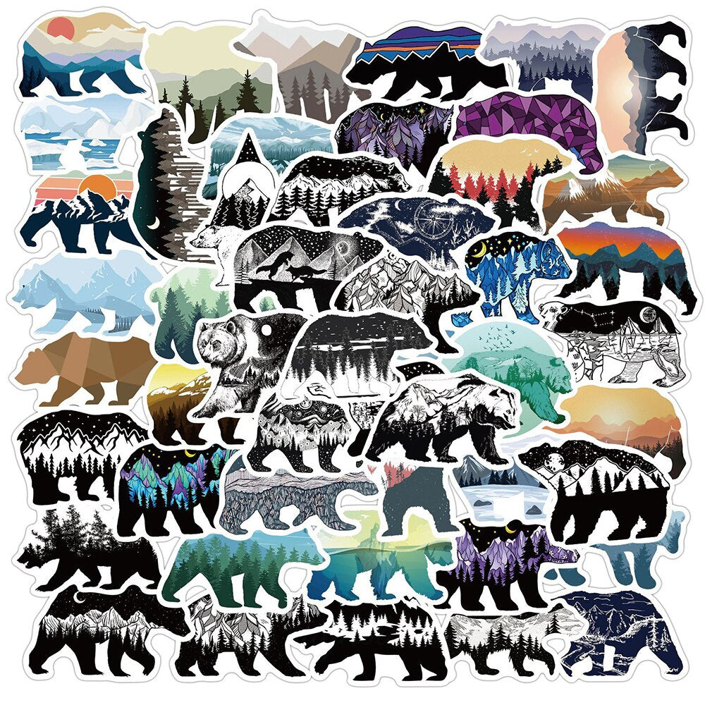 Grizzly Bear Scenery Stickers