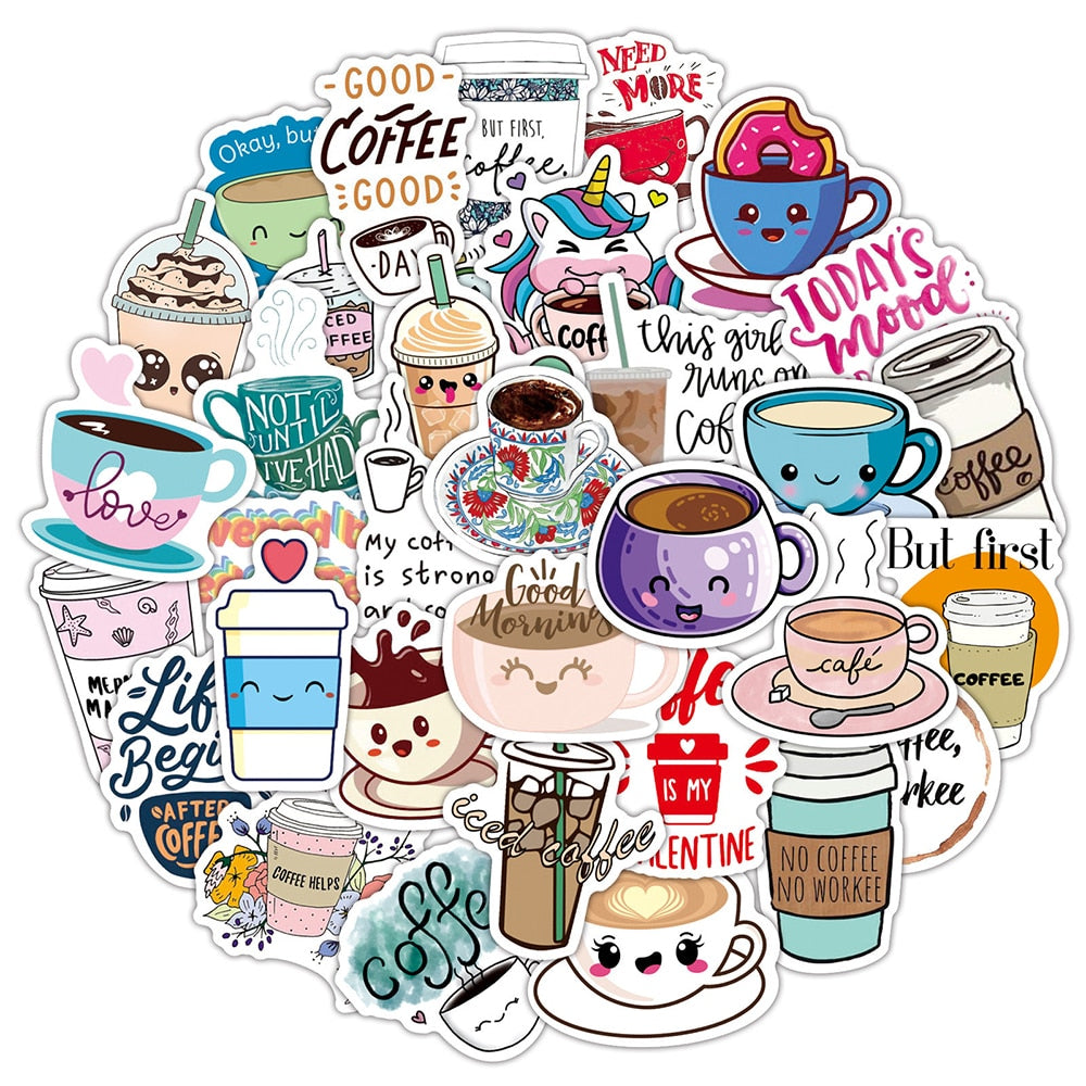 Coffee Bubble Milk Tea Drink Stickers