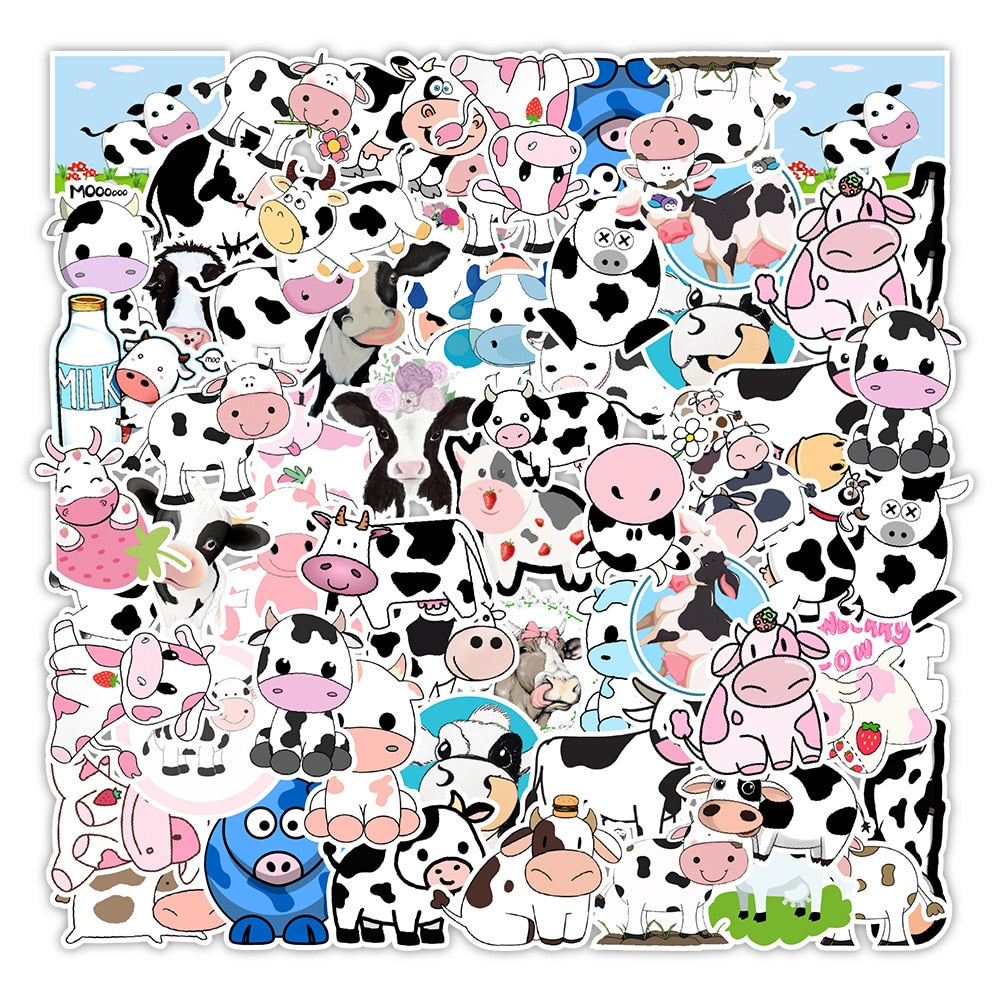 Dairy Milk Cow Strawberry Cattle Stickers