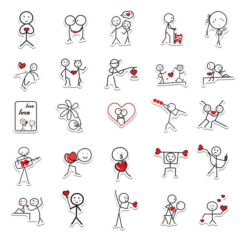 Matchstick Men Flirting Stickers