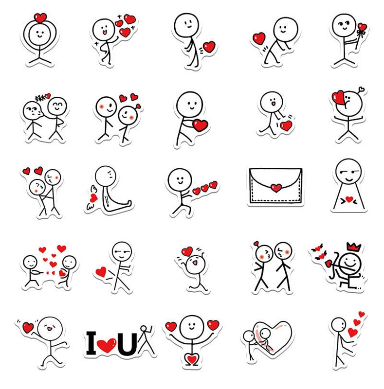 Matchstick Men Flirting Stickers